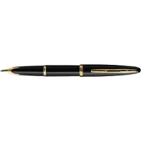 Waterman Carène Black Sea Fountain Pen | High-Gloss Black & 23k Gold Clip | Medium Nib with Blue Ink Cartridge | Gift Box