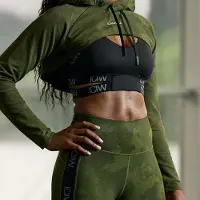 ICANIWILL Ultimate Training Cropped Hoodie Green Camo