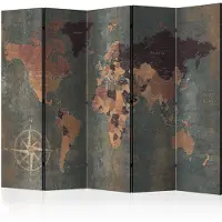 Artgeist Room Divider – Map In Browns And Greys 5-osainen sermi