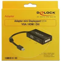 DeLOCK – Adapter mini DisplayPort 1.1 male to VGA / HDMI / DVI female Passive black (62631)