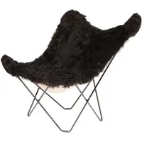 Cuero Design Iceland Mariposa Bf Chair Shorn Black/black - Nojatuolit Lampaantalja Musta - 1110101