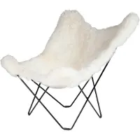 Cuero Design Iceland Mariposa Bf Chair Shorn White/black - Nojatuolit Lampaantalja Valkoinen - 1110901