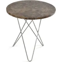 OX Denmarq Tall Mini O Table -sohvapöytä marmori ruskea, ruostumattomasta teräksestä valmistettu jalusta