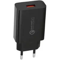 Sign Seinälaturi USB-A QC 3.0, 18W, 3A - musta (SN-BL001)