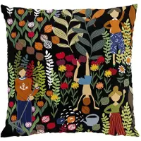 Arvidssons textil Trädgård tyynynpäällinen 47x47 cm Musta-monivärinen