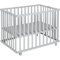 Roba Wooden Foldable Playpen - White - 74X100CM