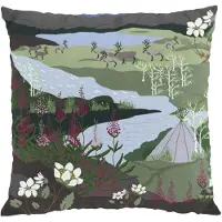 Arvidssons textil Fjällvandring tyynynpäällinen 47x47 cm Sini-vihreä