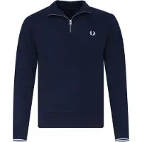Fred perry for man. M3574 Navy blue half-zip sweatshirt (L), Casual, Cotton