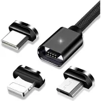 Mtp Products Essager 3-1:ssä Magneettinen Kaapeli - USB-C, Lightning, MicroUSB - 1m - Musta