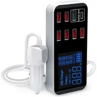Mtp Products 9-Port Autolaturi LCD-Näytöllä WLX-A9S+ - 7xUSB, QC3.0 USB, PD USB-C - 40W