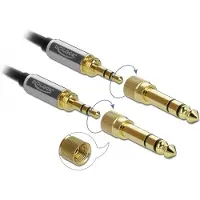 DeLOCK – Stereo Jack Cable 3.5 mm 3 pin male to male with screw adapter, 0.5 m (85784)