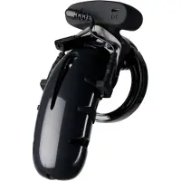 Shots Model 22 - Chastity - 12 cm -Black Cock Cage with Electro Musta