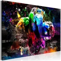 Artgeist Kuva - Colorful Elephants (1 Part) Wide