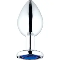 Sinful Jewel Keskikokoinen Metallinen Anustappi 8 cm - Sininen