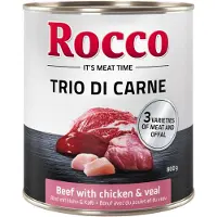 Rocco 6 x 800g Trio di Carne nauta, kana & vasikka Classic koiranruoka