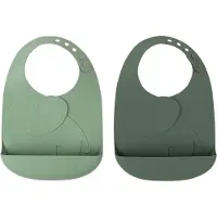 Done by Deer silikoninen ruokalappu 2pkt Elphee green