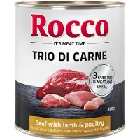 Rocco 6 x 800g Trio di Carne nauta, lammas & siipikarja Classic koiranruoka