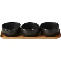 Aida - RAW Organic 3 kulhoa ja tarjotin Titanium Black