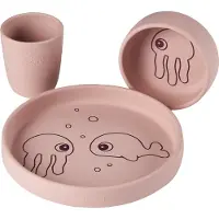 Done by Deer Sea Friends Silikoni Dinner Set Powder Powder-OS Vaaleanpunainen One Size Pojat, Tytöt