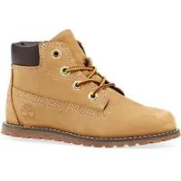 Timberland unisex for kids. TB0A125Q2311 Brown Pokey Pine Leather Ankle Boots (27), Flat, Zip, Casual, children's fashion