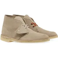 Clarks for man. 26155527 Desert beige leather ankle boots (46), Flat, Suede, Laces, Casual