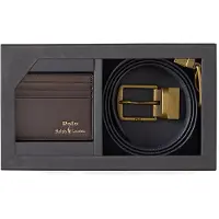 Ralph Lauren Leather Belt & Card Case Gift Set - Brown - ONE SIZE