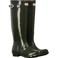Hunter Womens Original Tall Gloss Boot - Khaki green - 38