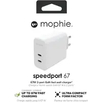 Mophie WALL ADAPTER DUAL USB-C - PD 67W GAN WHITE