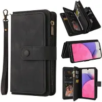 SKALO Samsung A33 5G Big Wallet 17-lokeroa Lompakkokotelo - Musta