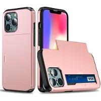 SKALO iPhone 13 Mini Armor Suojakuori korttikotelo - Ruusukulta