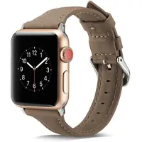 SKALO Kapea nahkaranneke Apple Watch Series 1-3 38mm - Tummanharmaa