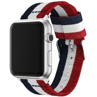 SKALO Nato-ranneke Metallilukolla Apple Watch Series 1-3 42mm - Punainen-Valkoinen-Sininen