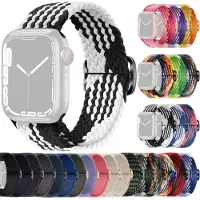 SKALO Punottu -ranneke Apple Watch Series 1-3 42mm - Valkoinen-Musta
