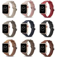 SKALO Kapea nahkaranneke Apple Watch Series 1-3 42mm - Musta