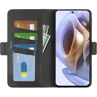 SKALO Moto G31 / G41 Premium Wallet Lompakkokotelo - Musta