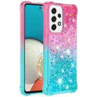 SKALO Samsung A53 5G Juoksuhiekka Glitter Sydämet TPU kuori - Pinkki-Turkoosi