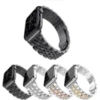 SKALO Metalliranneke, 5 lenkkiä Apple Watch Series 1-3 38mm - Musta