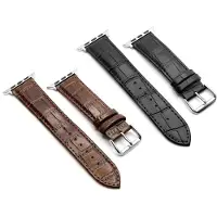 SKALO Krokotiilikuvioinen nahkaranneke Apple Watch Series 1-3 42mm - Musta