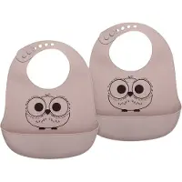 Nuuroo Alfie Silicone Short Bib 2-Pack With Print - Pink - ONE SIZE