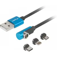 Lanberg 3in1 Ensiluokkainen Kulma magneettikaapeli QC 3.0 - Sininen