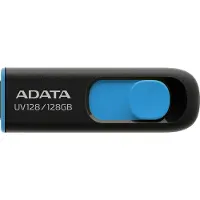 ADATA – 128GB UV128 USB 3.0 Memory Pen, Retractable, Black & Blue (AUV128-128G-RBE)
