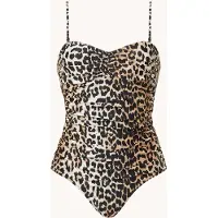 Ganni Recycled Core Printed Gathered Swimsuit - Multi/patterned - 42