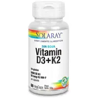 Solaray Vitamiini D3+k2 (mk7) 60 Yksiköt