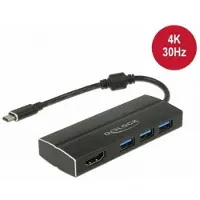 DeLOCK – USB 3.1 Gen 1 Adapter USB Type-C to 3 x USB 3.0 Type-A Hub + 1 x HDMI 4K 30 Hz (63931)