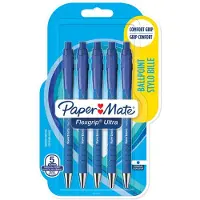 Papermate Flexgrip Ultra, Klipsi, Kuulakärkikynä klikkausmekanismilla, Uudelleentäytettävä, Sininen, 5 kpl, Keskikokoinen (2027755)