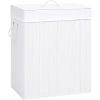 vidaXL Bambu pyykkikori 2 osiota valkoinen 100 l