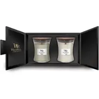 Woodwick Fireside & Linen lahjasetti sisältää puusydämen (gift box)