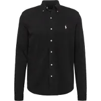 Ralph Lauren for man. 710654408089 Ultra-light piqué shirt black (M), Casual, Cotton, Classic, Long sleeve