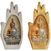 DKD Home Decor Decorative Figure DKD Home Decor Grey Golden Buddha Resin (10 x 7,2 x 20,9 cm) (2 Units)