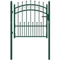 vidaXL Aitaportti Emmen piikeillä teräs 104x97 cm vihreä